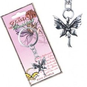 Šperky eshop - Kovový prívesok na kľúče - stojaca motýlia víla s patinou AC1.25