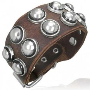 Šperky eshop - Koženkový náramok - guľaté nity v objímke U14.20