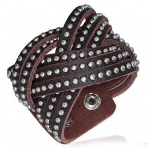 Šperky eshop - Kožený náramok - pletený, vybíjaný X46.04