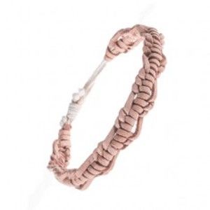 Šperky eshop - Kožený náramok na ruku pieskovej farby - pletený AC4.20