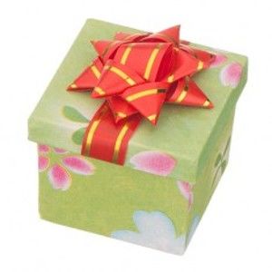 Šperky eshop - Krabička na darček - kocka s rôznofarebným motívom a mašľou TY17 - Farba: Modrá