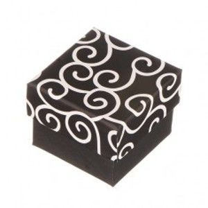 Krabička na prsteň - čierna s bielymi ornamentmi