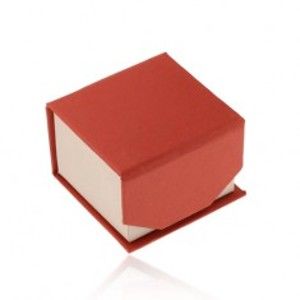 Šperky eshop - Krabička na prsteň alebo náušnice, červeno-béžový ligotavý povrch, magnet Y55.17