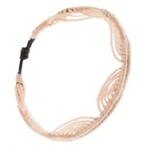 Šperky eshop - Krémovobiely náramok z nylonových šnúrok, motív vĺn S35.02