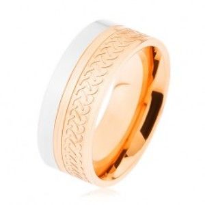 Šperky eshop - Lesklá obrúčka, oceľ 316L, dvojfarebné prevedenie, keltský vzor HH10.3 - Veľkosť: 65 mm
