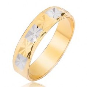 Šperky eshop - Lesklá obrúčka s diamantovým vzorom zlato-striebornej farby BB07.17 - Veľkosť: 60 mm