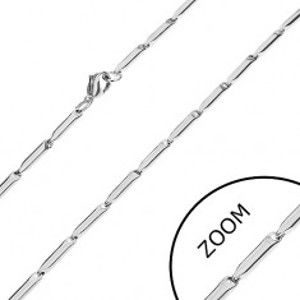Šperky eshop - Lesklá oceľová retiazka, podlhovasté valčeky striebornej farby, 3 mm Z28.04