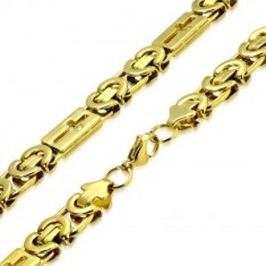 Šperky eshop - Lesklá retiazka zlatej farby z ocele - byzantský vzor, latinské kríže S71.08