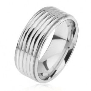 Šperky eshop - Lesklá rovná obrúčka z ocele 316L, zaoblené pásy, znížené okraje BB08.12 - Veľkosť: 67 mm