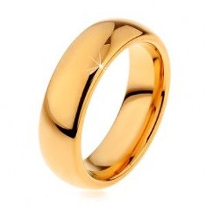 Šperky eshop - Lesklá tungstenová obrúčka zlatej farby, hladký zaoblený povrch, 6 mm H8.04 - Veľkosť: 57 mm