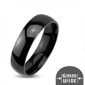 Šperky eshop - Lesklý kovový prsteň - hladká zaoblená obrúčka čiernej farby L11.04 - Veľkosť: 49 mm