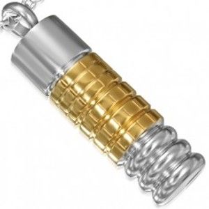 Šperky eshop - Lesklý oceľový prívesok - dvojfarebný vzorovaný valček  AA30.12