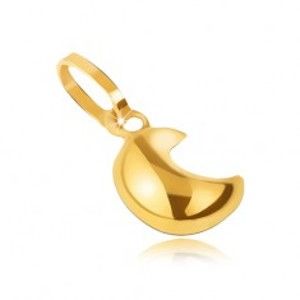 Šperky eshop - Lesklý prívesok v žltom 14 zlate - vypuklý trojrozmerný kosák mesiaca GG05.25