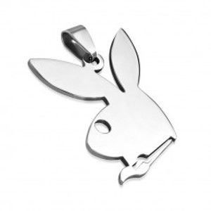 Šperky eshop - Lesklý prívesok z chirurgickej ocele - zajačik s motýlikom S17.15