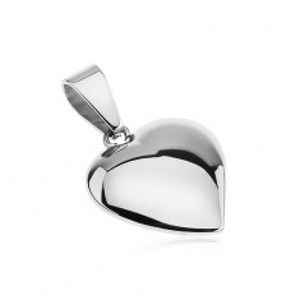 Šperky eshop - Lesklý prívesok z ocele, mierne vypuklé, asymetrické srdce striebornej farby SP37.09