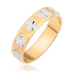 Šperky eshop - Lesklý prsteň - obdĺžniky s diamantovým rezom BB08.09 - Veľkosť: 57 mm