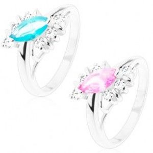 Šperky eshop - Lesklý prsteň s hladkým povrchom, zirkónové zrno, číre zirkóny, oblúčiky AC12.11 - Veľkosť: 51 mm, Farba: Ružová