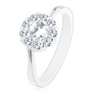Šperky eshop - Lesklý prsteň v striebornom odtieni, žiarivý číry zirkónový kvietok R43.17 - Veľkosť: 52 mm