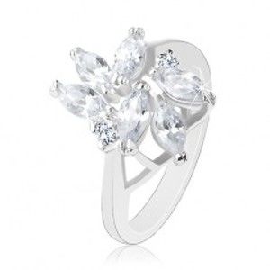 Šperky eshop - Ligotavý prsteň v striebornej farbe, brúsené číre zrniečka, okrúhle zirkóniky R31.17 - Veľkosť: 60 mm