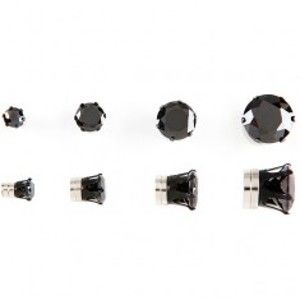 Šperky eshop - Magnetické náušničky - čierny zirkón R13.4/7 - Priemer: 10 mm