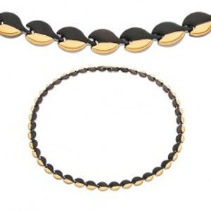 Šperky eshop - Magnetický náhrdelník z chirurgickej ocele, oblé články čiernej a zlatej farby Z47.17