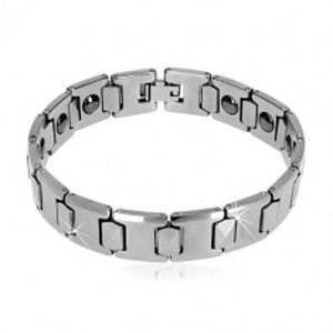 Šperky eshop - Magnetický náramok wolfrámový s brúseným obdĺžnikom O8.1