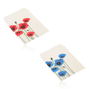 Matná darčeková obálka z papiera, krémovej farby s motívom vlčích makov - Farba: Modrá