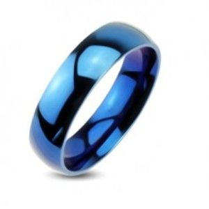 Šperky eshop - Modrá kovová obrúčka - hladký prsteň so zrkadlovým leskom L11.07 - Veľkosť: 57 mm