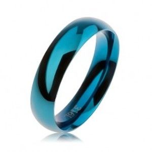 Šperky eshop - Modrá oceľová obrúčka, hladký zaoblený povrch, vysoký lesk, 5 mm HH4.5 - Veľkosť: 54 mm