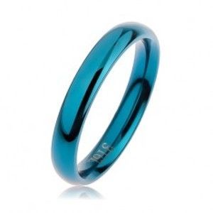 Šperky eshop - Modrá oceľová obrúčka, zaoblený hladký povrch s vysokým leskom, 3 mm HH4.10 - Veľkosť: 56 mm