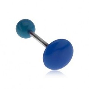 Šperky eshop - Modrý piercing do jazyka, lesklý hladký povrch, kruh PC10.20