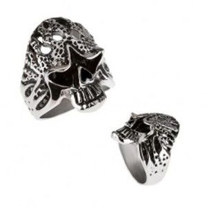 Šperky eshop - Mohutný prsteň z chirurgickej ocele - horiaca lebka BB3.12 - Veľkosť: 62 mm