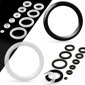 Náhradné silikónové krúžky na tunel alebo plug, čierna farba - Hrúbka: 8 mm
