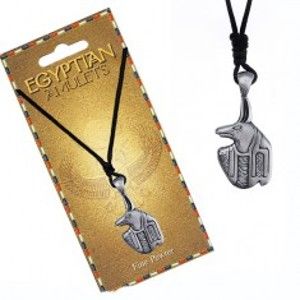 Šperky eshop - Náhrdelník - čierna šnúrka, kovový prívesok, egyptský amulet Anubis AC1.30