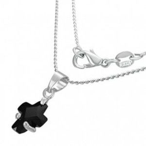 Šperky eshop - Náhrdelník - čierny zirkónový krížik A21.8