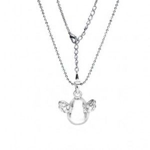Šperky eshop - Náhrdelník - guľôčková retiazka, vypuklý ovál a krídelká, zirkóny AA47.01