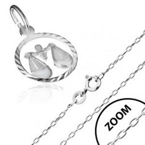 Šperky eshop - Náhrdelník so znamením zverokruhu, retiazka a znamenie "Váhy", zo striebra 925 AA33.07