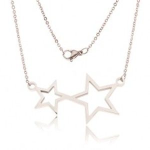 Šperky eshop - Náhrdelník z ocele, retiazka a kontúry dvoch hviezd S45.21