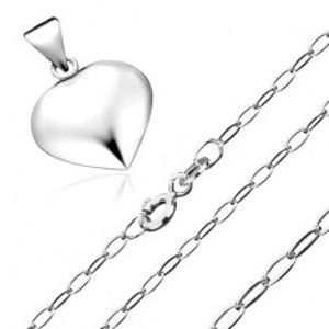 Šperky eshop - Náhrdelník zo striebra 925 - prívesok trojrozmerného srdca, ligotavá retiazka S61.23