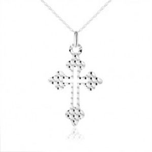 Šperky eshop - Náhrdelník zo striebra 925, kríž - ozdobné ramená, guličky na povrchu SP07.19