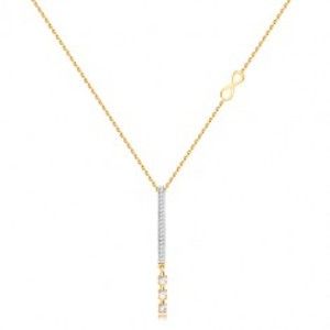 Šperky eshop - Náhrdelník zo zlata 375 - úzky prívesok s čírymi zirkónmi, symbol nekonečna GG194.34
