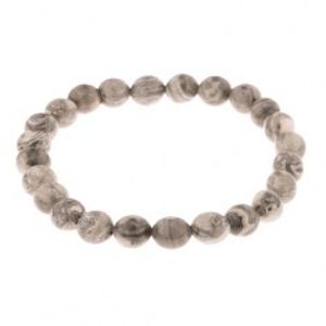 Šperky eshop - Náramok na ruku - guľaté korálky zo sivého jaspisu, priesvitná gumička Z35.10
