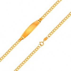 Šperky eshop - Náramok s matnou platničkou, 18K zlato - retiazka z oválnych očiek, 160 mm GG204.25