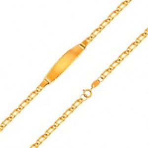 Šperky eshop - Náramok s platničkou zo žltého 18K zlata - retiazka zo zdvojených očiek, 160 mm GG204.23