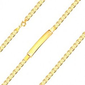 Šperky eshop - Náramok s platničkou zo žltého zlata 585 - ploché očká s paličkou, 190 mm GG101.38