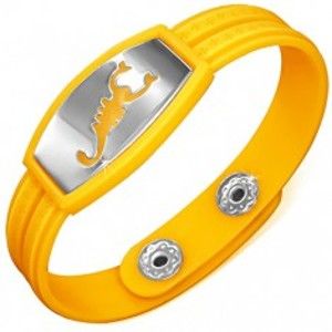 Šperky eshop - Náramok vyrobený z gumy - žlté prevedenie, grécky motív, škorpión Z9.3