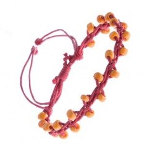 Šperky eshop - Náramok z červených šnúrok ozdobených korálkami Z11.5