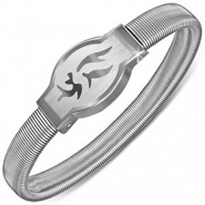 Šperky eshop - Náramok z ocele - zaoblená známka s kmeňovým symbolom, rozťahovací X43.20