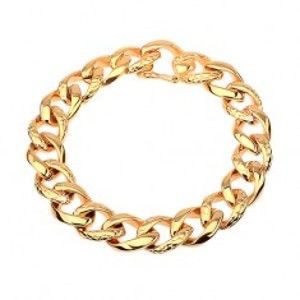 Šperky eshop - Náramok z ocele 316L  zlatej farby - hrubá reťaz zdobená hadím vzorom AA36.04