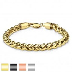 Šperky eshop - Náramok z ocele 316L, husto prepletené oválne očká, rôzne farby AB04.08/13 - Farba: Zlatá